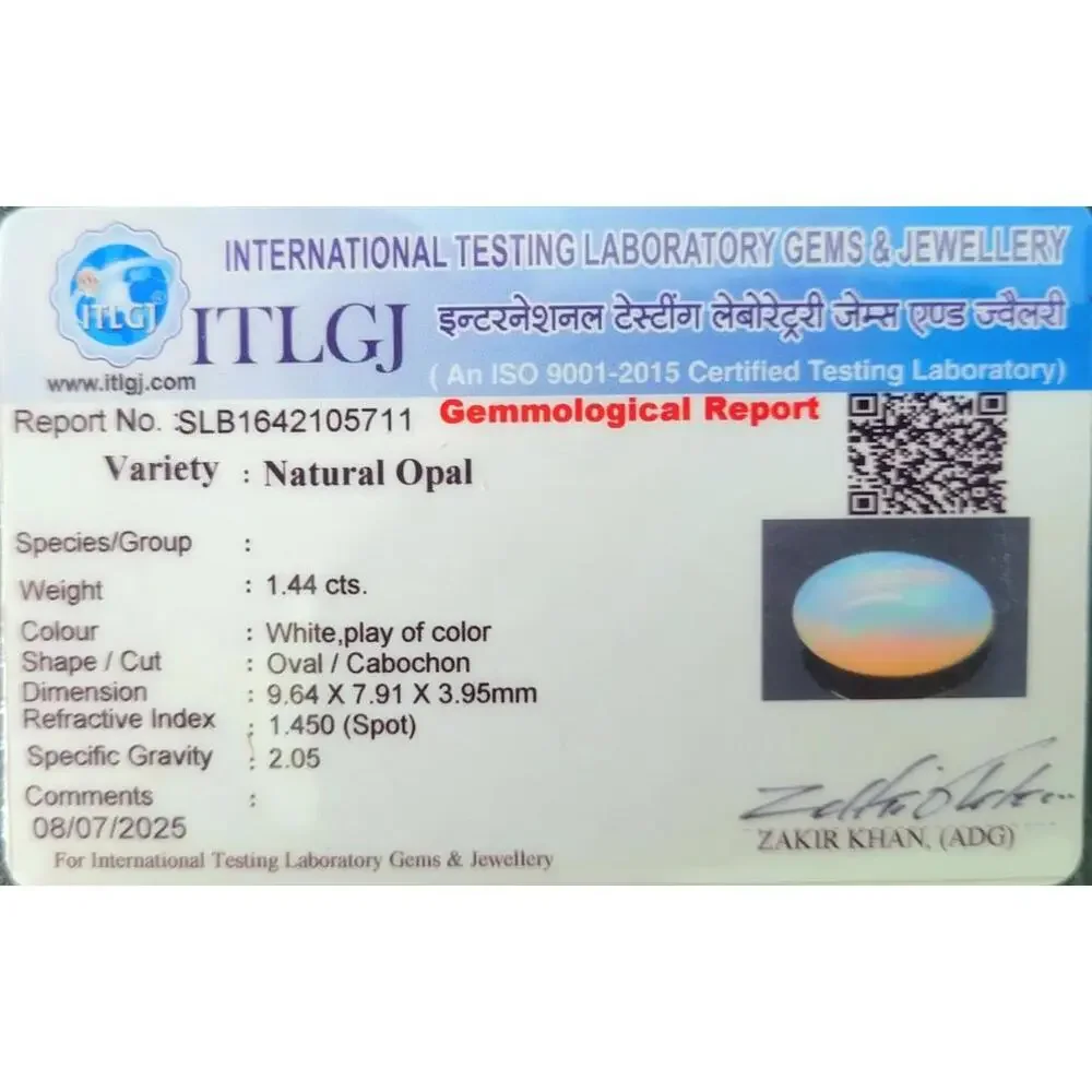 Certified Natural Opal 1.44cts Cabochon‎ Fire Brilliant Color